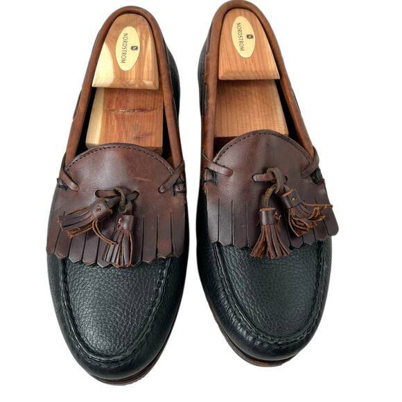 ALLEN EDMONDS Nashua Tassel Loafer Pebbled Leather in Brown & Black Mens Sz. 8.5 - Picture 4 of 16